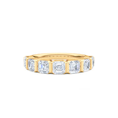 Sempre Bezel Asscher Cut 2.00ct Lab Diamond Half Eternity Ring in 18K Yellow Gold