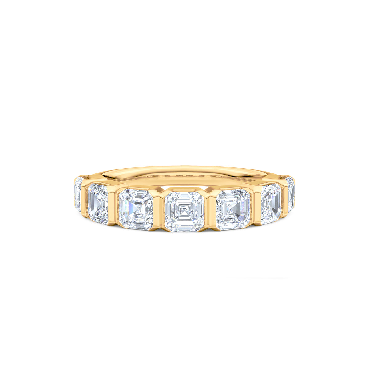 Sempre Bezel Asscher Cut 2.00ct Lab Diamond Half Eternity Ring in 18K Yellow Gold