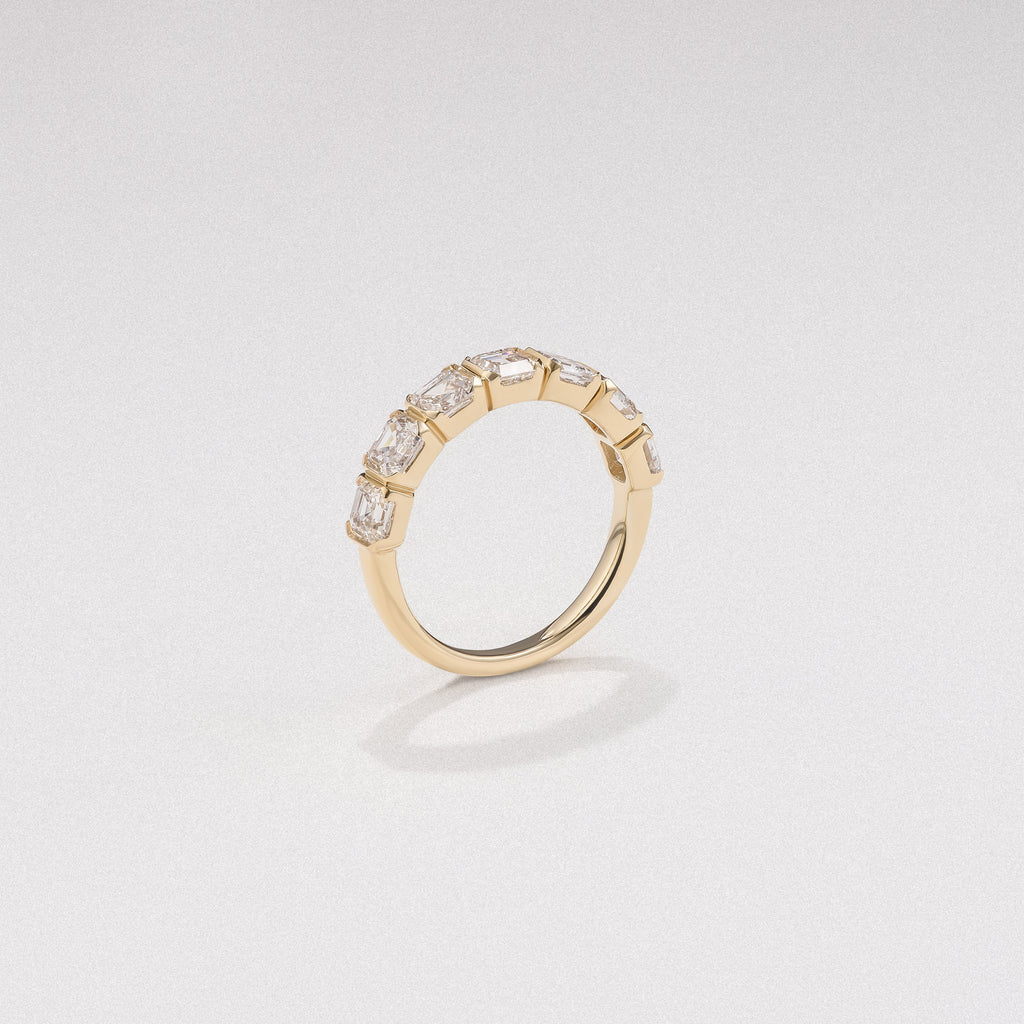 Sempre Bezel Asscher Cut 2.00ct Lab Diamond Half Eternity Ring in 18K Yellow Gold