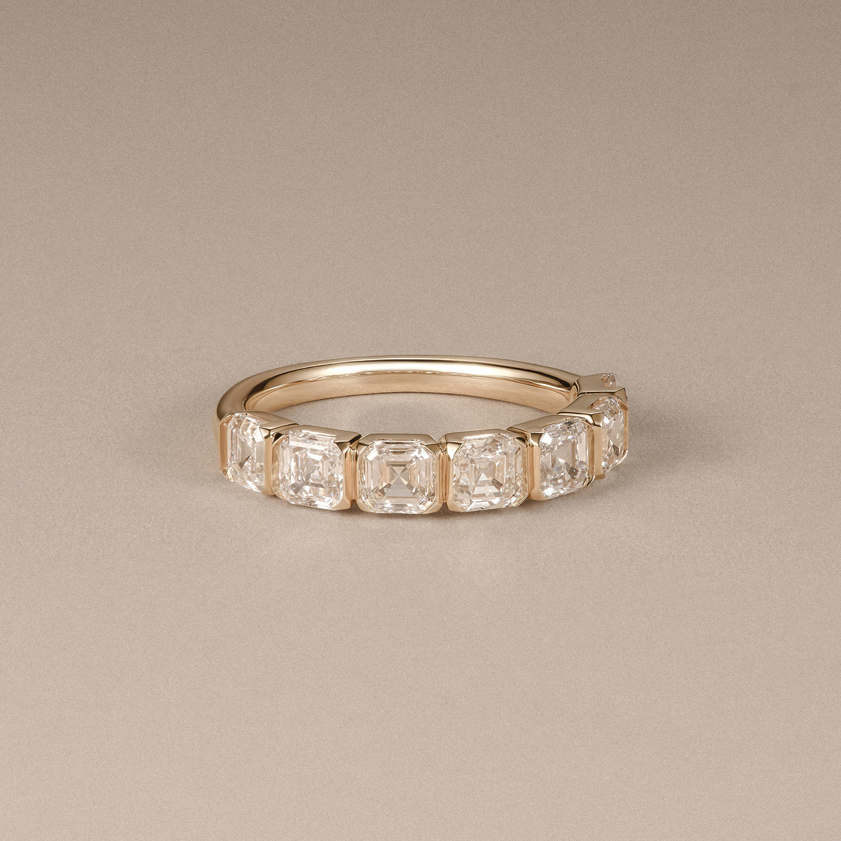 Sempre Bezel Asscher Cut 2.00ct Lab Diamond Half Eternity Ring in 18K Yellow Gold