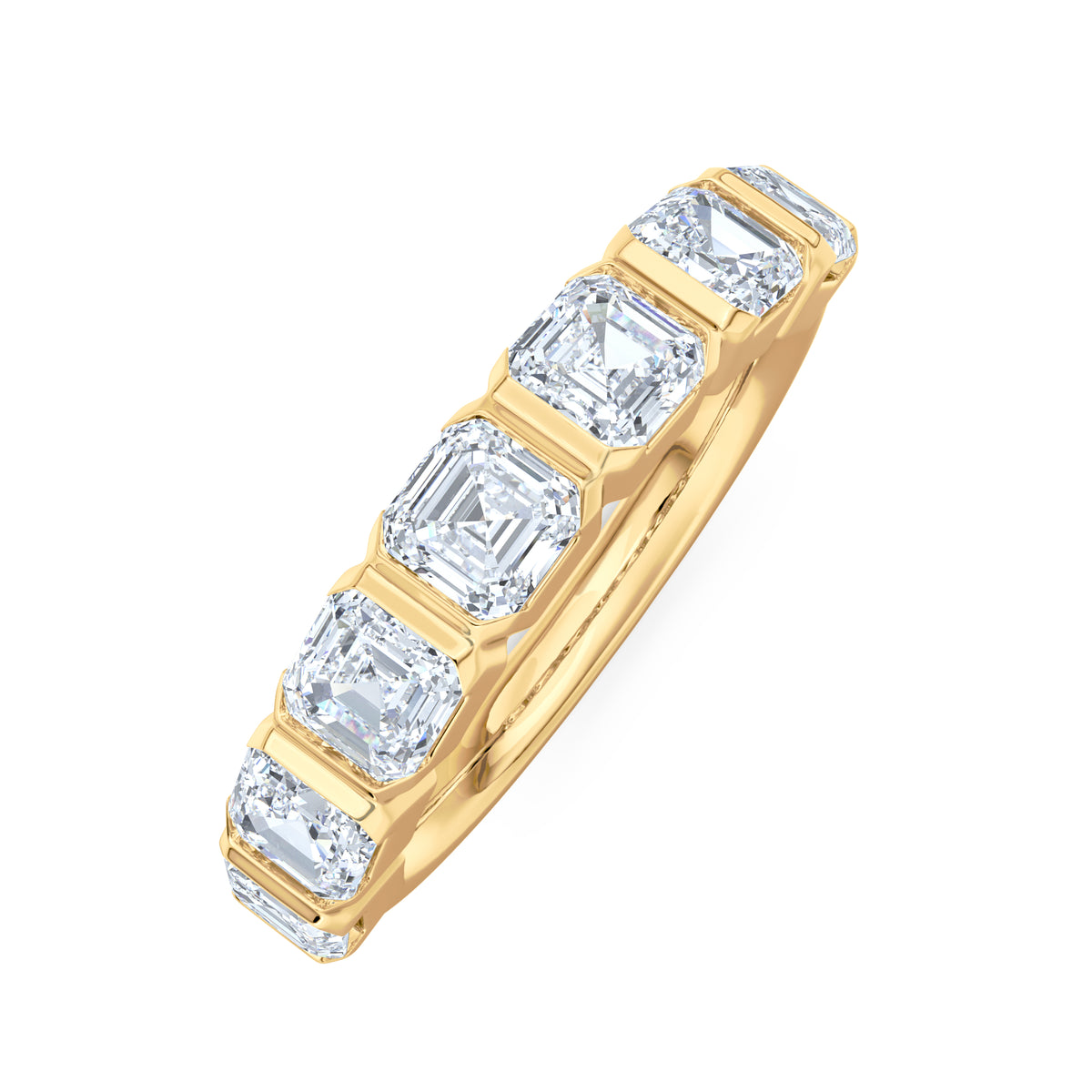 Sempre Bezel Asscher Cut 2.00ct Lab Diamond Half Eternity Ring in 18K Yellow Gold