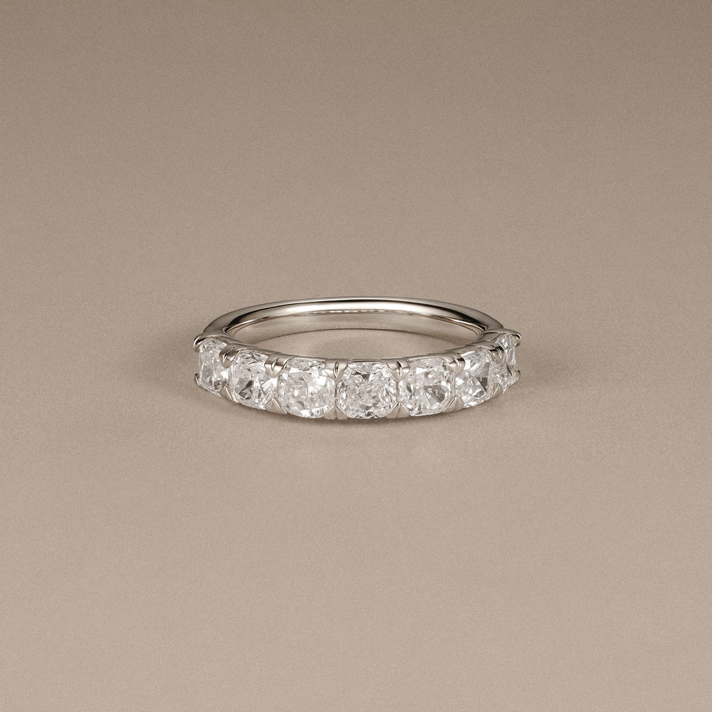 Sempre Cushion Cut 2.00ct Lab Diamond Half Eternity Ring in 18K White Gold