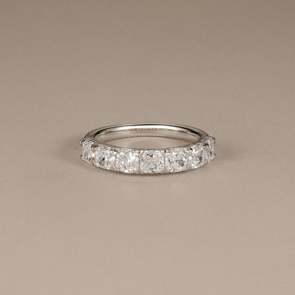 Sempre Cushion Cut 2.00ct Lab Diamond Half Eternity Ring in 18K White Gold