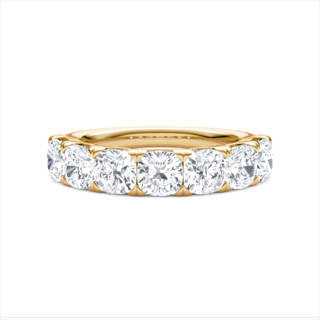 Sempre Cusion Cut 2.00ct Lab Diamond Half Eternity Ring in 18K Yellow Gold