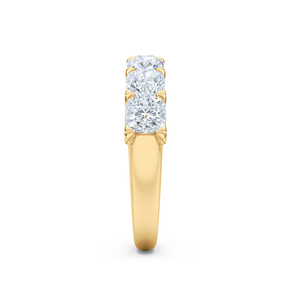 Sempre Cusion Cut 2.00ct Lab Diamond Half Eternity Ring in 18K Yellow Gold