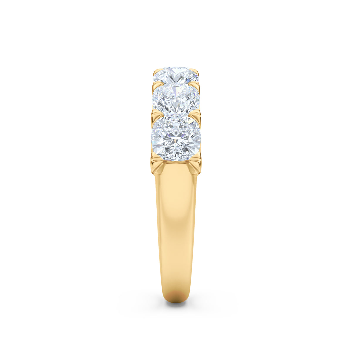 Sempre Cusion Cut 2.00ct Lab Diamond Half Eternity Ring in 18K Yellow Gold