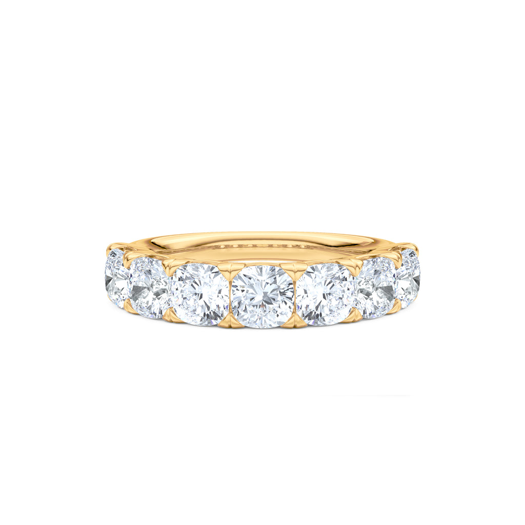 Sempre Cusion Cut 2.00ct Lab Diamond Half Eternity Ring in 18K Yellow Gold