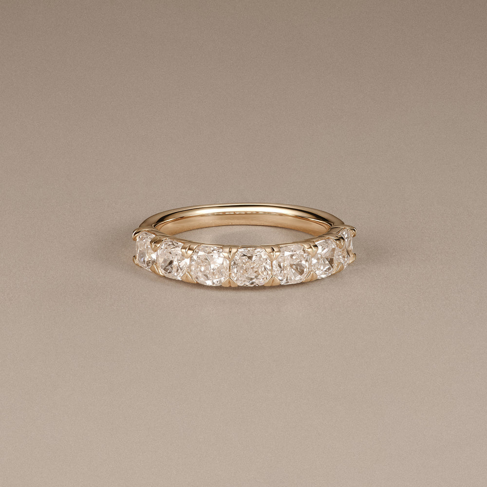 Sempre Cusion Cut 2.00ct Lab Diamond Half Eternity Ring in 18K Yellow Gold