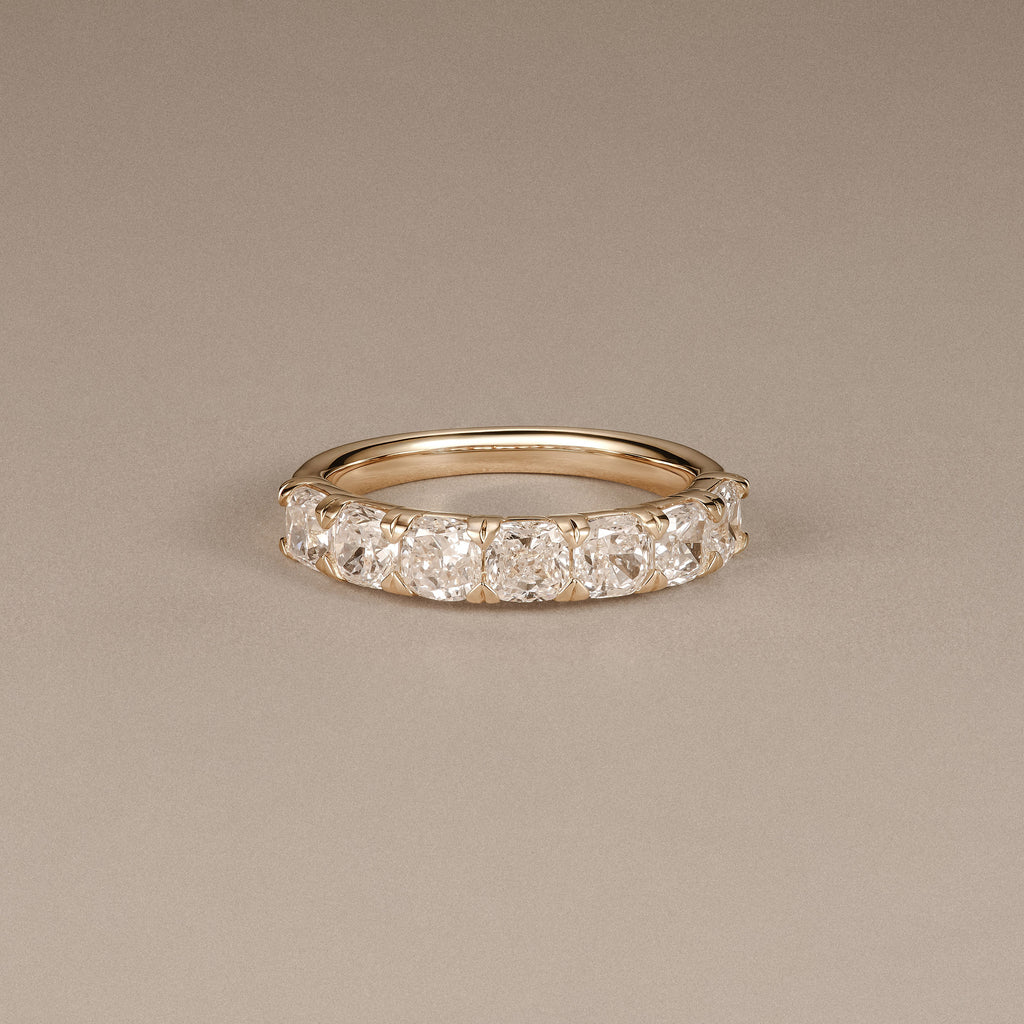 Sempre Cusion Cut 2.00ct Lab Diamond Half Eternity Ring in 18K Yellow Gold