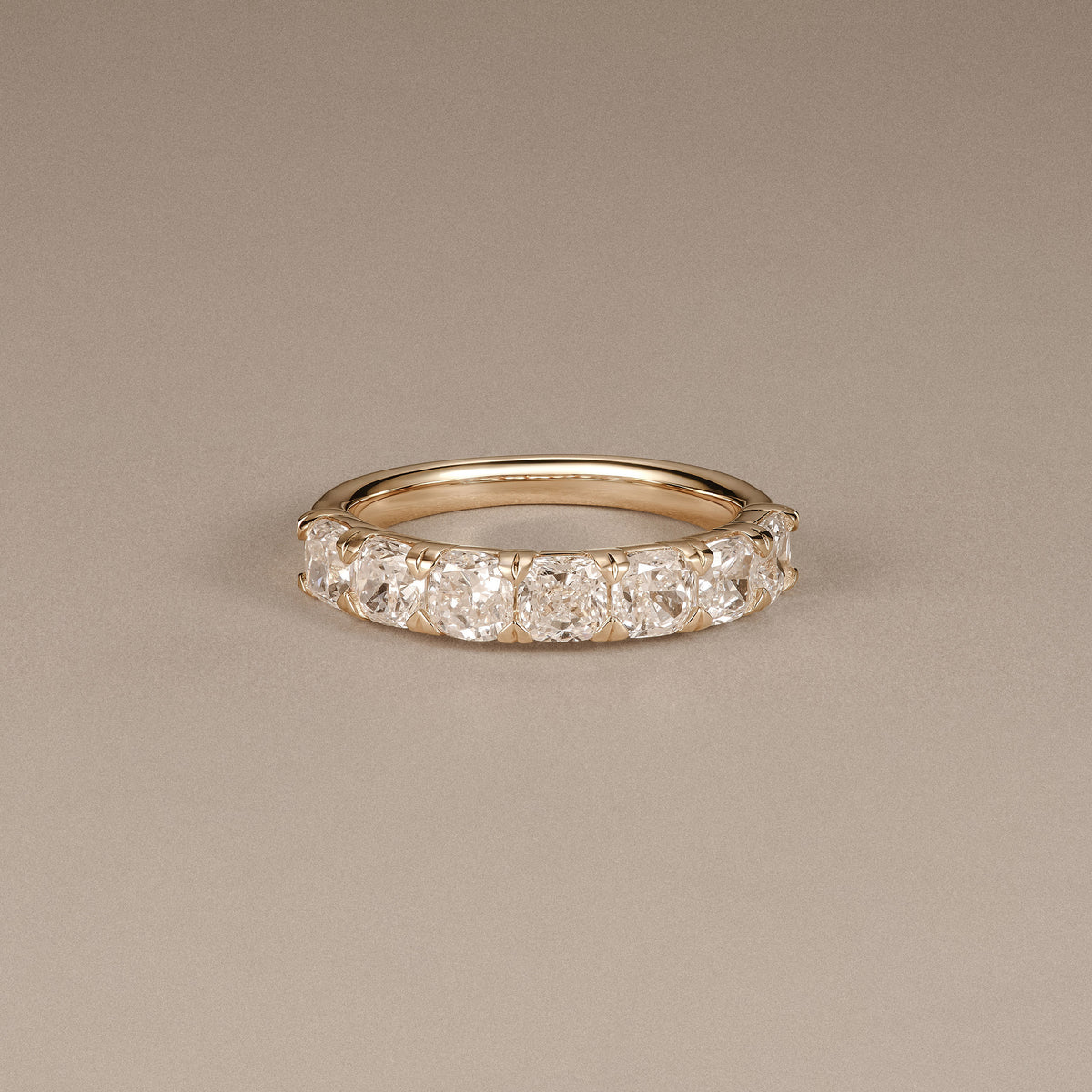 Sempre Cusion Cut 2.00ct Lab Diamond Half Eternity Ring in 18K Yellow Gold