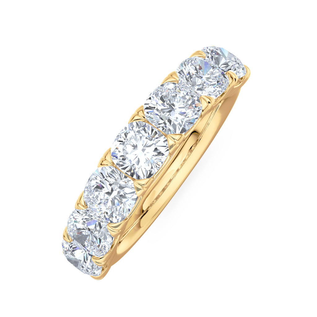 Sempre Cusion Cut 2.00ct Lab Diamond Half Eternity Ring in 18K Yellow Gold