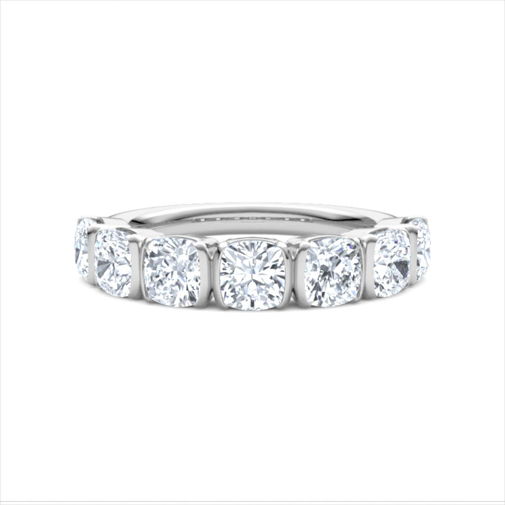 Sempre Bezel Cusion Cut 2.00ct Lab Diamond Half Eternity Ring in 18K White Gold