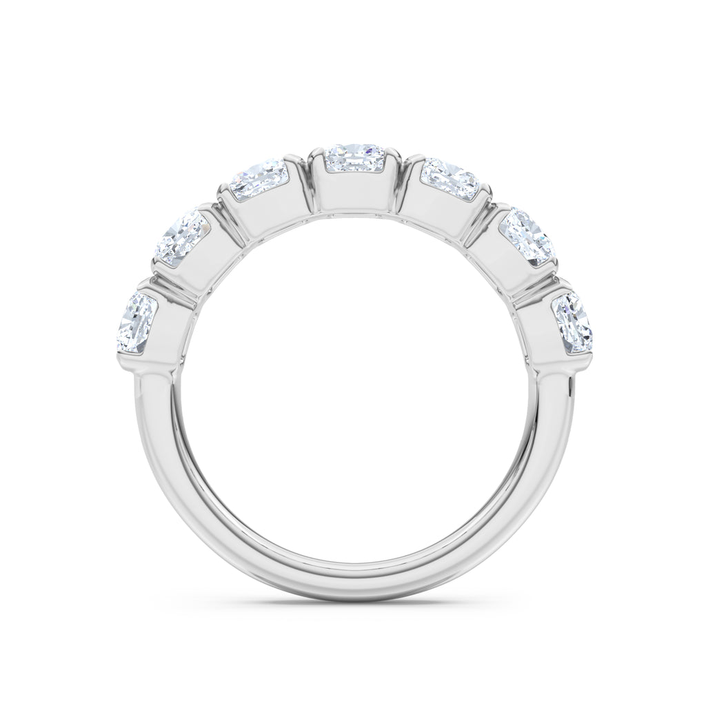 Sempre Bezel Cusion Cut 2.00ct Lab Diamond Half Eternity Ring in 18K White Gold