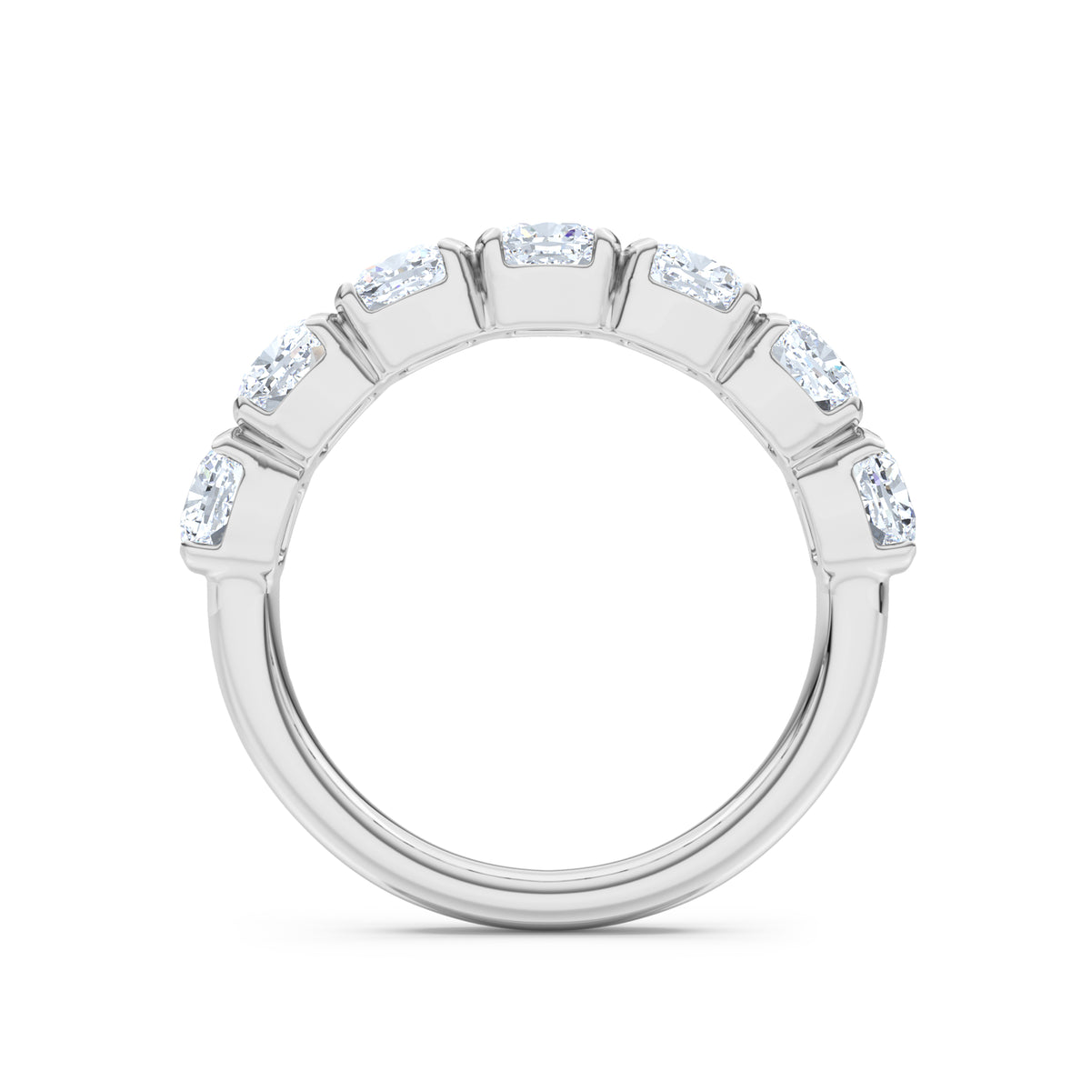 Sempre Bezel Cusion Cut 2.00ct Lab Diamond Half Eternity Ring in 18K White Gold
