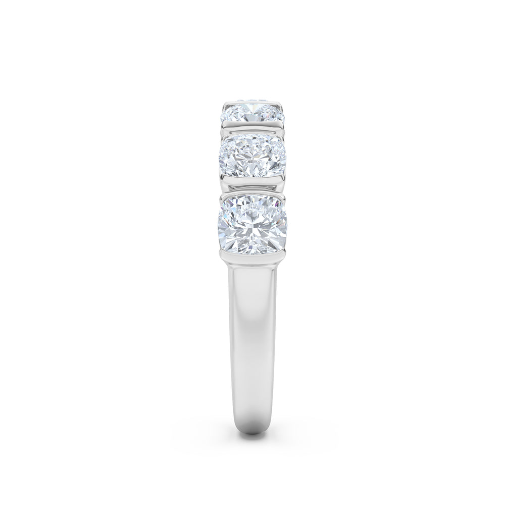 Sempre Bezel Cusion Cut 2.00ct Lab Diamond Half Eternity Ring in 18K White Gold