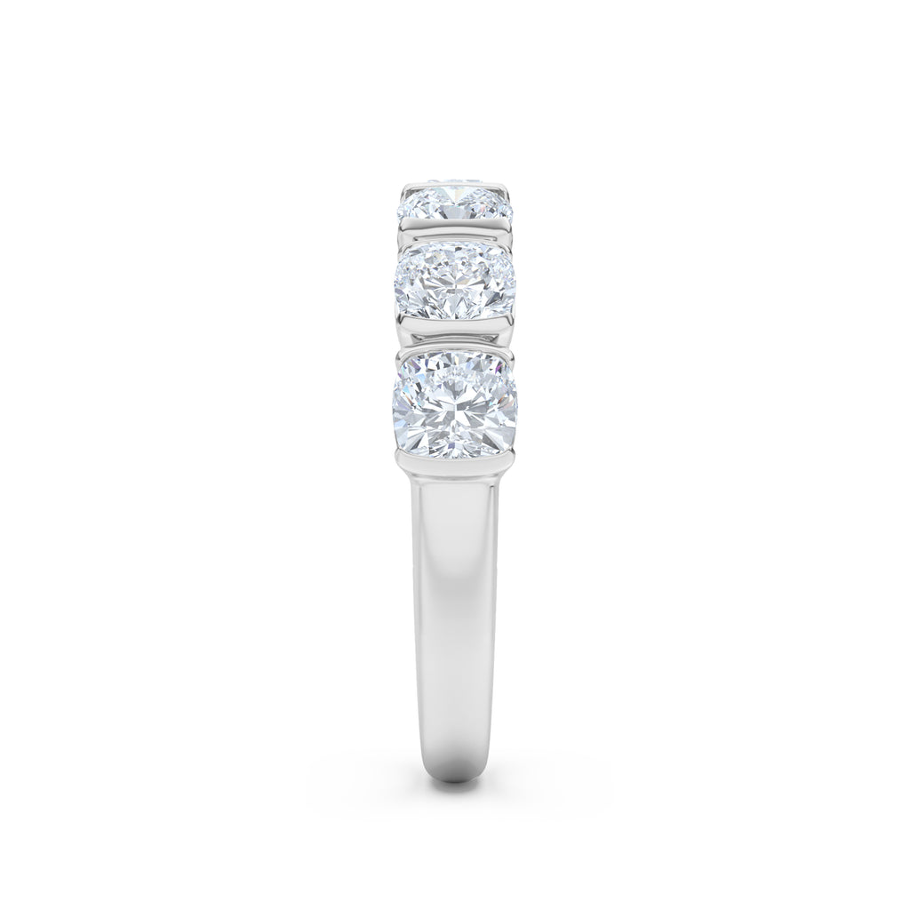 Sempre Bezel Cusion Cut 2.00ct Lab Diamond Half Eternity Ring in 18K White Gold