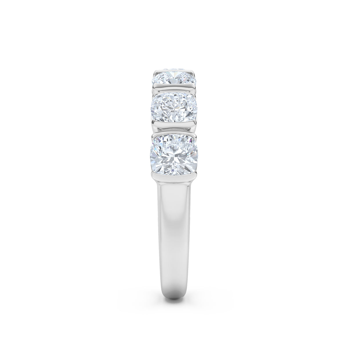 Sempre Bezel Cusion Cut 2.00ct Lab Diamond Half Eternity Ring in 18K White Gold