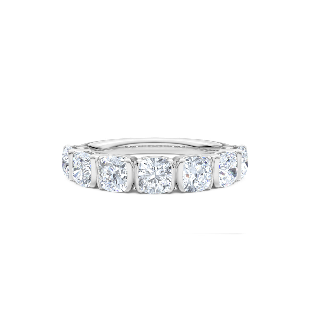 Sempre Bezel Cusion Cut 2.00ct Lab Diamond Half Eternity Ring in 18K White Gold