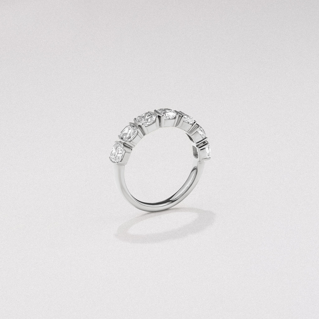 Sempre Bezel Cusion Cut 2.00ct Lab Diamond Half Eternity Ring in 18K White Gold