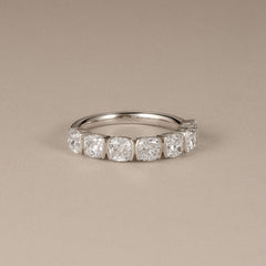 Sempre Bezel Cusion Cut 2.00ct Lab Diamond Half Eternity Ring in Platinum