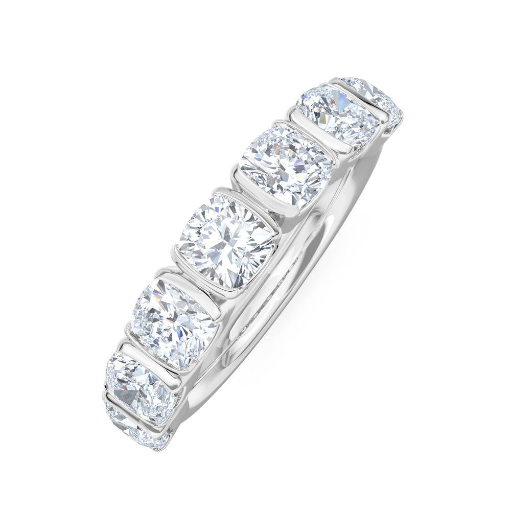 Sempre Bezel Cusion Cut 2.00ct Lab Diamond Half Eternity Ring in 18K White Gold
