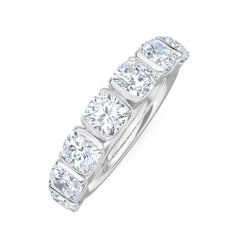Sempre Bezel Cusion Cut 2.00ct Lab Diamond Half Eternity Ring in 18K White Gold