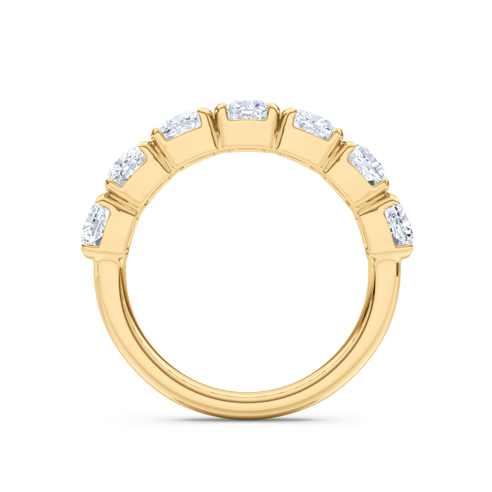 Sempre Bezel Cusion Cut 2.00ct Lab Diamond Half Eternity Ring in 18K Yellow Gold