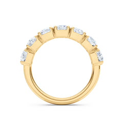 Sempre Bezel Cusion Cut 2.00ct Lab Diamond Half Eternity Ring in 18K Yellow Gold