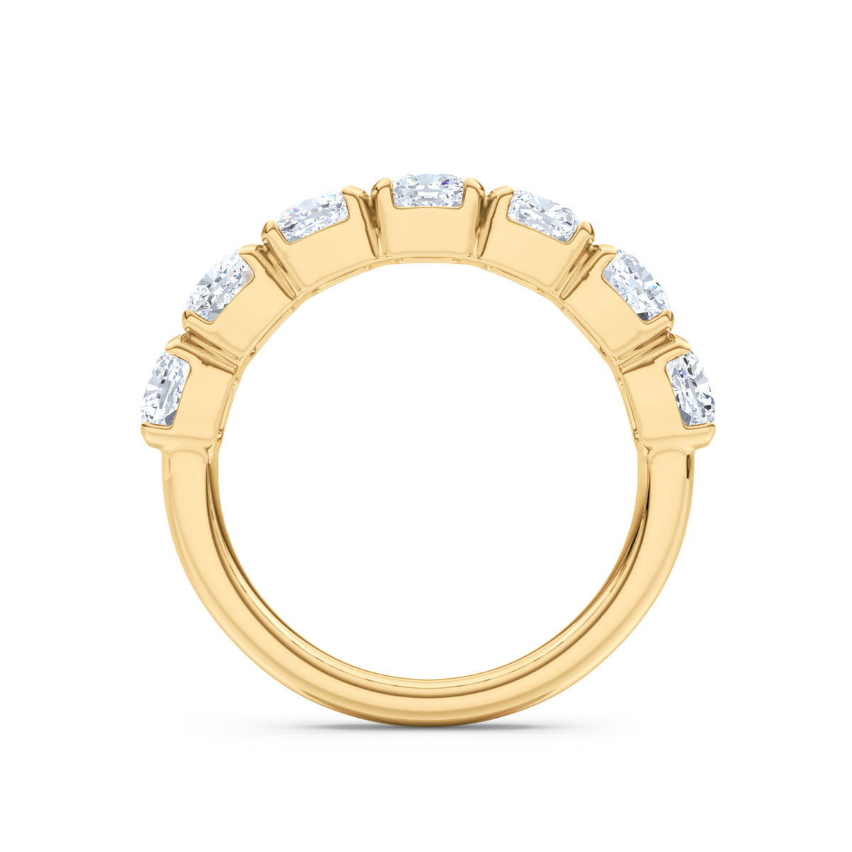 Sempre Bezel Cusion Cut 2.00ct Lab Diamond Half Eternity Ring in 18K Yellow Gold