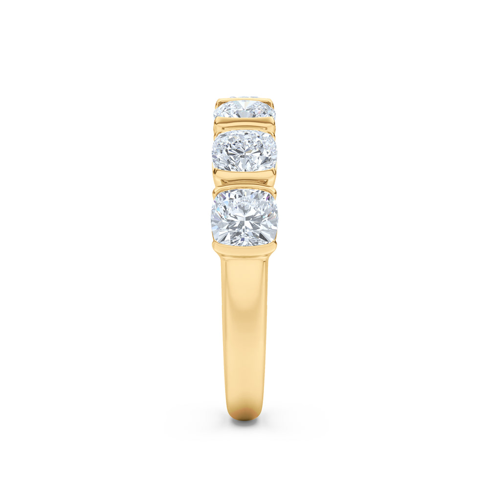 Sempre Bezel Cusion Cut 2.00ct Lab Diamond Half Eternity Ring in 18K Yellow Gold