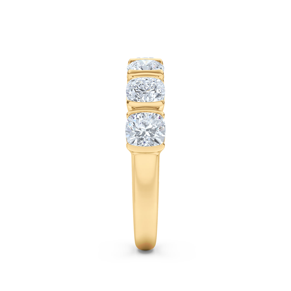 Sempre Bezel Cusion Cut 2.00ct Lab Diamond Half Eternity Ring in 18K Yellow Gold