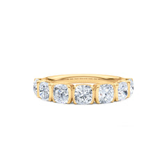 Sempre Bezel Cusion Cut 2.00ct Lab Diamond Half Eternity Ring in 18K Yellow Gold