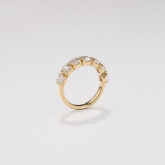 Sempre Bezel Cusion Cut 2.00ct Lab Diamond Half Eternity Ring in 18K Yellow Gold