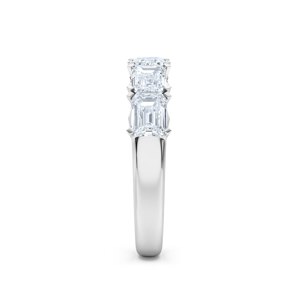 Sempre Emerald Cut 2.00ct Lab Diamond Half Eternity Ring in 18K White Gold