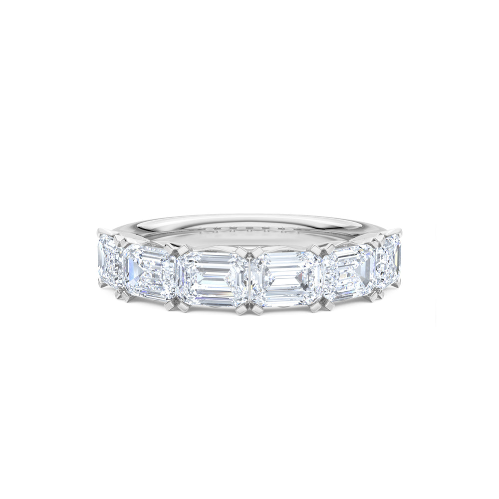 Sempre Emerald Cut 2.00ct Lab Diamond Half Eternity Ring in 18K White Gold