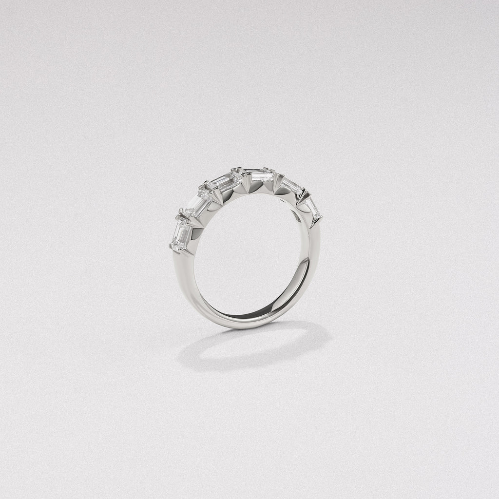 Sempre Emerald Cut 2.00ct Lab Diamond Half Eternity Ring in 18K White Gold