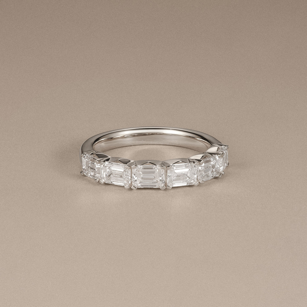 Sempre Emerald Cut 2.00ct Lab Diamond Half Eternity Ring in Platinum