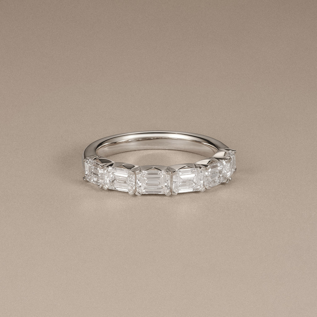 Sempre Emerald Cut 2.00ct Lab Diamond Half Eternity Ring in Platinum