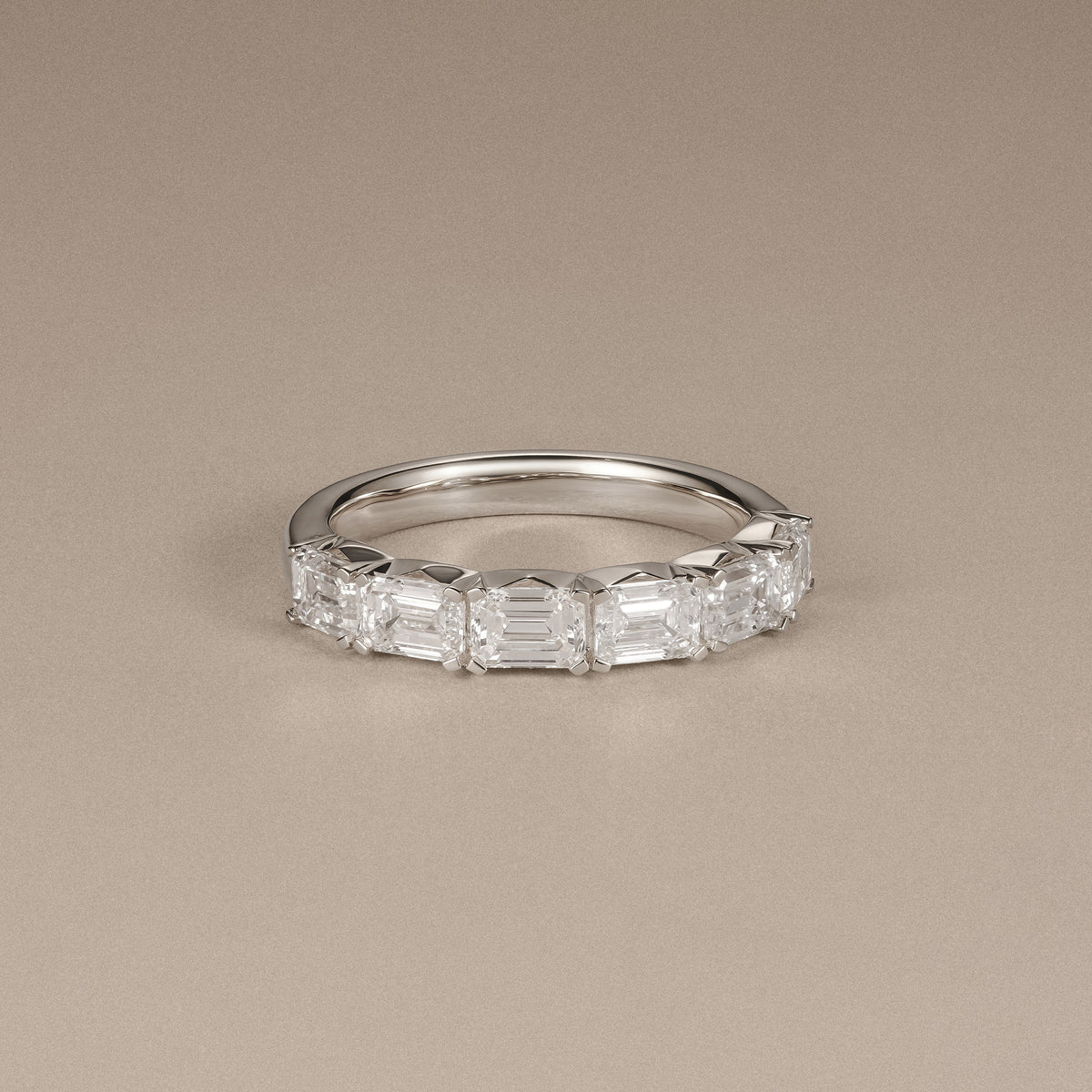 Sempre Emerald Cut 2.00ct Lab Diamond Half Eternity Ring in Platinum
