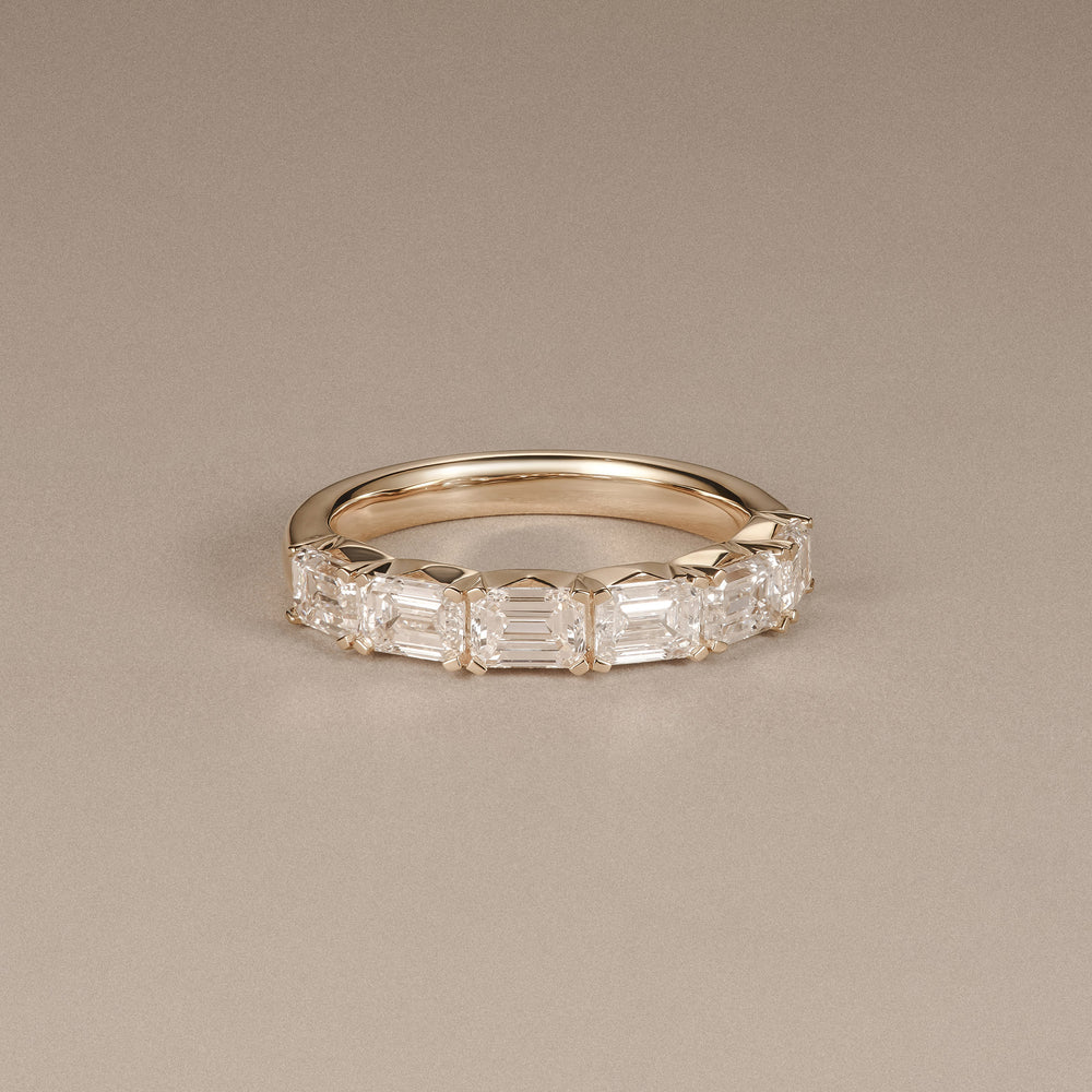Sempre Emerald Cut 2.00ct Lab Diamond Half Eternity Ring in 18K Yellow Gold