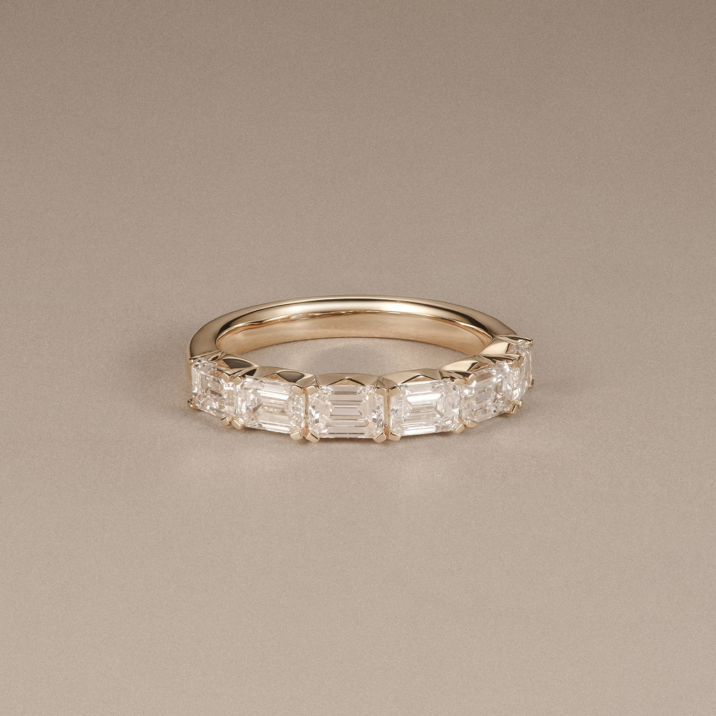 Sempre Emerald Cut 2.00ct Lab Diamond Half Eternity Ring in 18K Yellow Gold