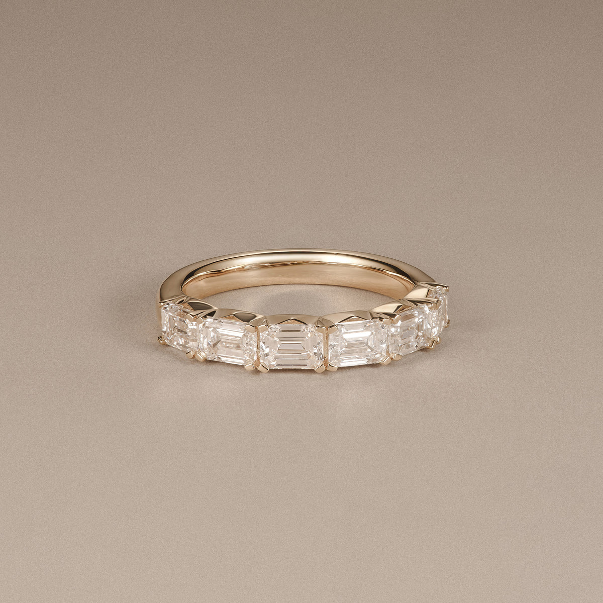 Sempre Emerald Cut 2.00ct Lab Diamond Half Eternity Ring in 18K Yellow Gold
