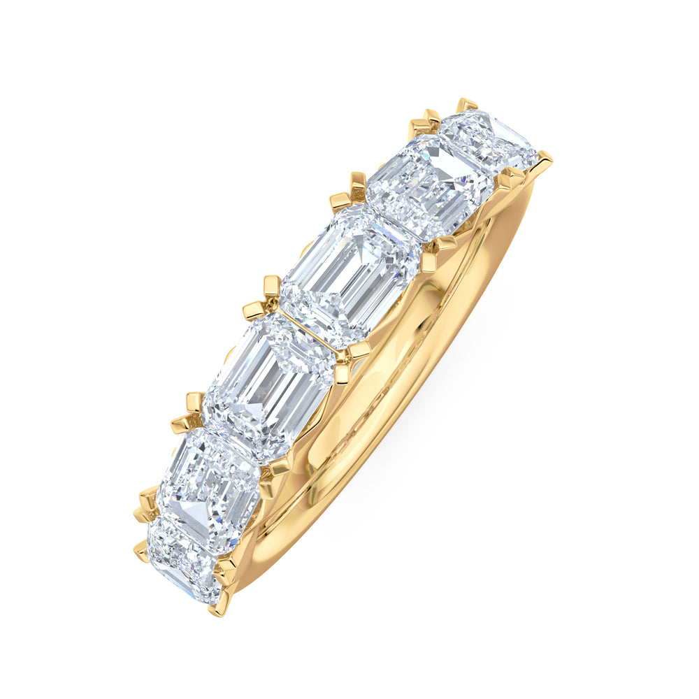 Sempre Emerald Cut 2.00ct Lab Diamond Half Eternity Ring in 18K Yellow Gold