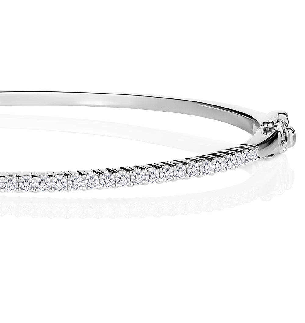 1ct Lab Diamond Eternity Bangle H/Si Quality Set in 9K White Gold