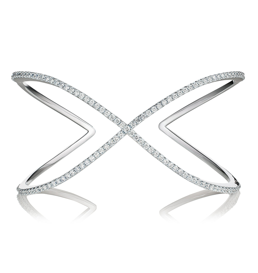 2.00ct Lab Diamond Infinity Cross-over Bangle in 9K White Gold