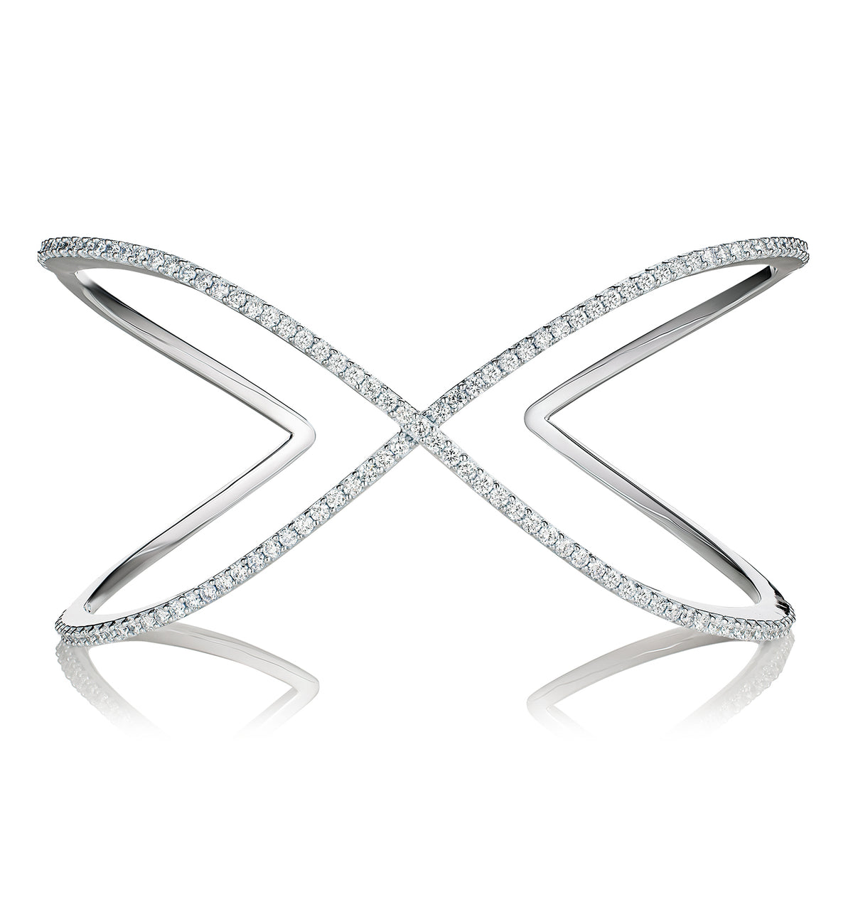 2.00ct Lab Diamond Infinity Cross-over Bangle in 9K White Gold