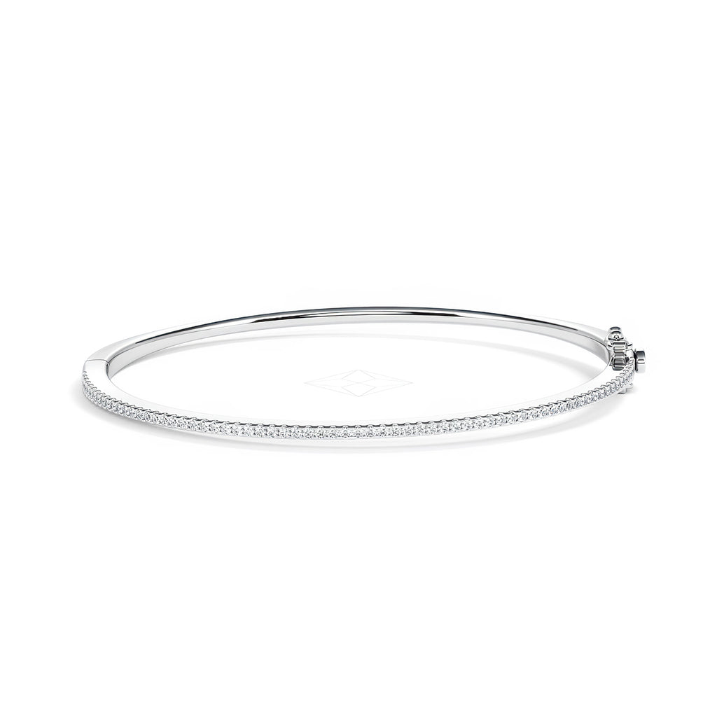 0.50ct Lab Diamond Half Pavé Bangle Bracelet in Sterling Silver