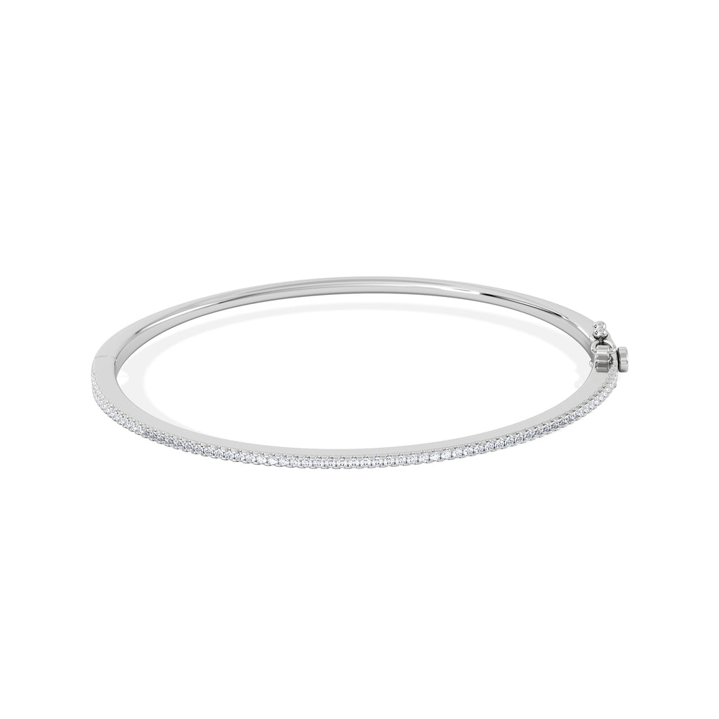 0.50ct Lab Diamond Half Pavé Bangle Bracelet in Sterling Silver