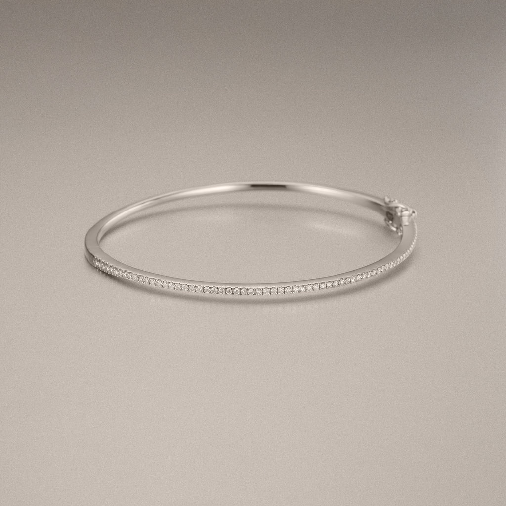 0.50ct Lab Diamond Half Pavé Bangle Bracelet in Sterling Silver