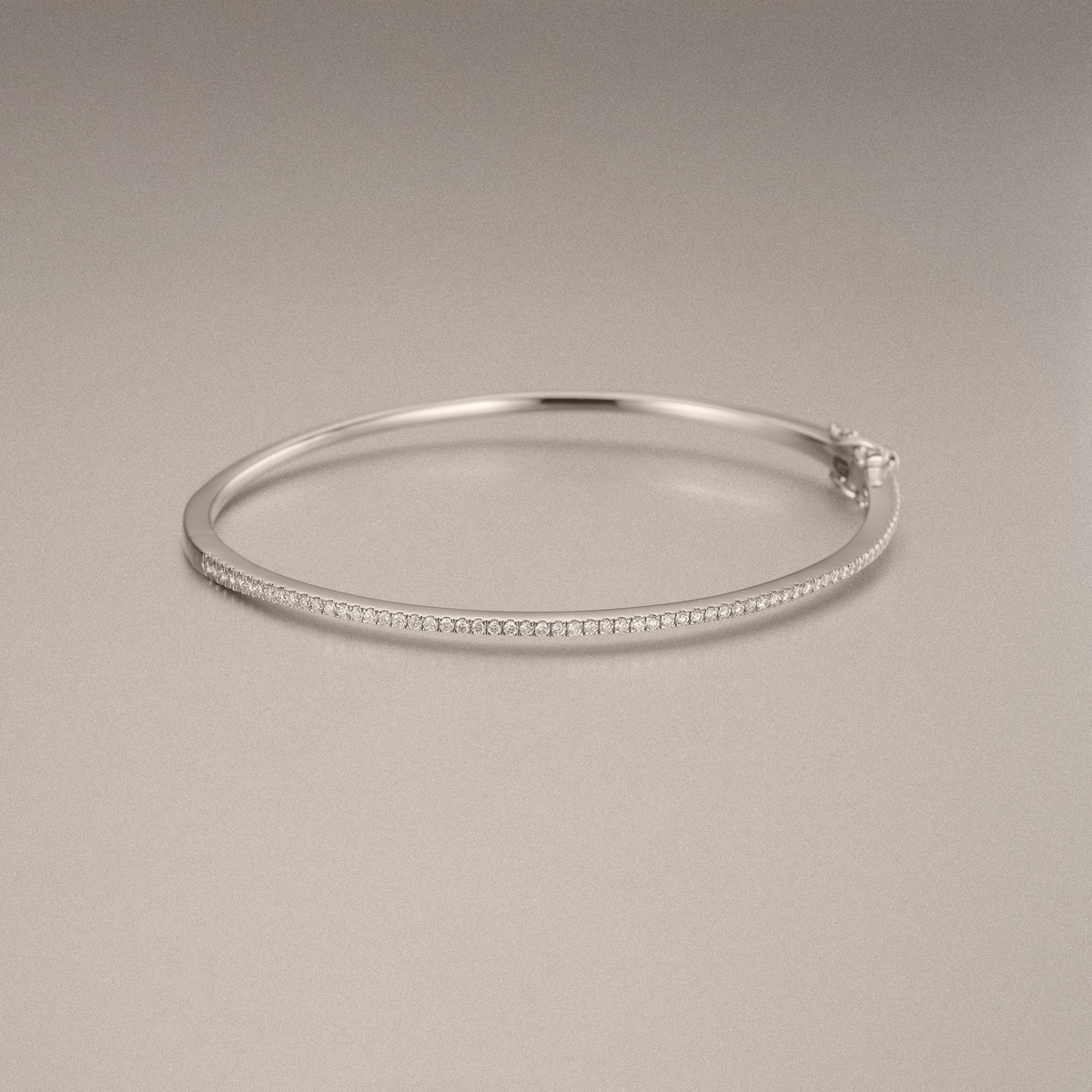 0.50ct Lab Diamond Half Pavé Bangle Bracelet in Sterling Silver